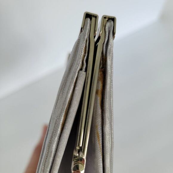 Charming Charlie Silver Ruched Satin Clutch Formal Jeweled Evening Bag - Picture 10 of 12